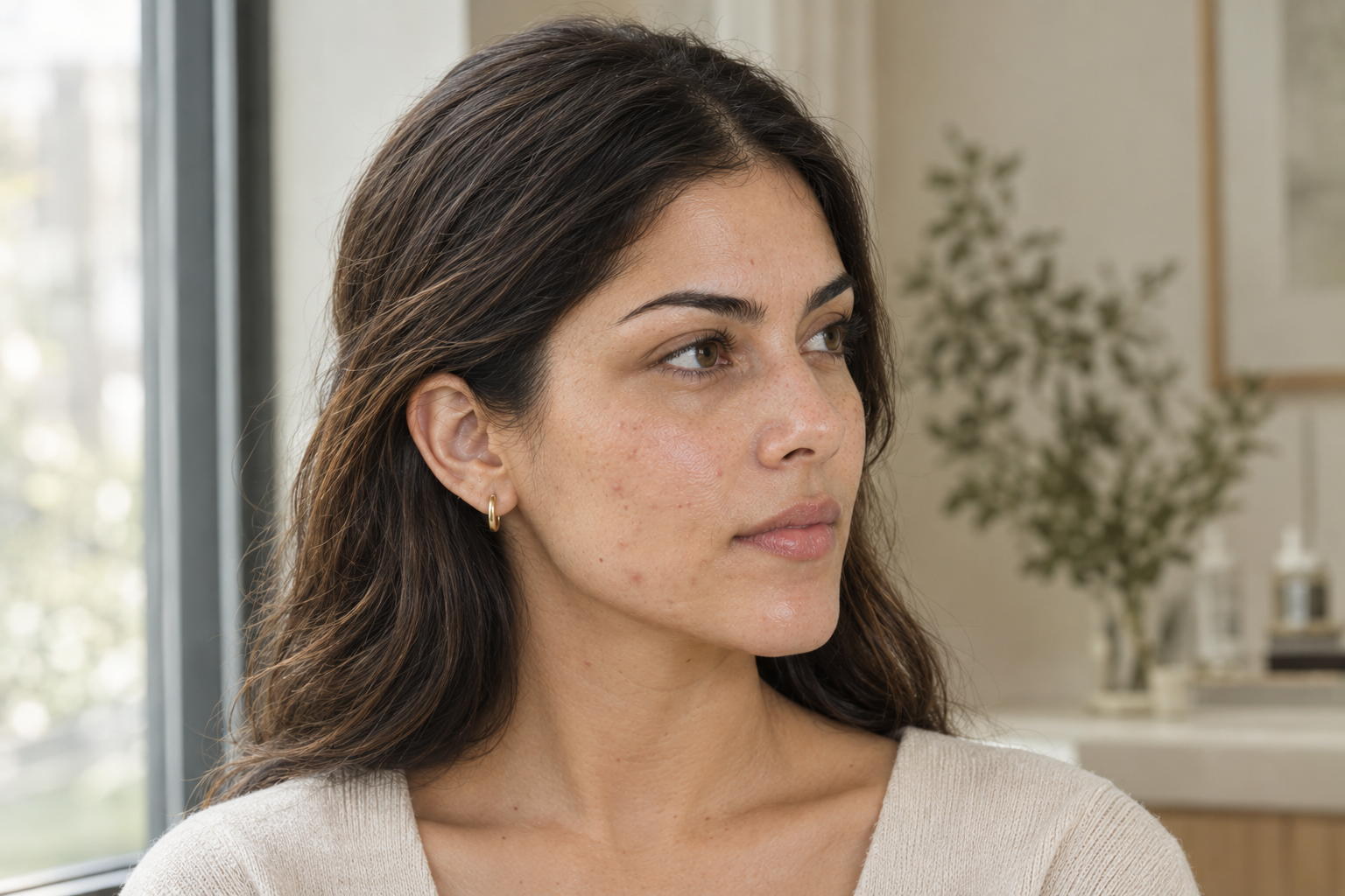 Close portrait representing acne-prone skin